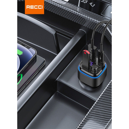 Recci RQ08 Car Charger + FM 15W +15W