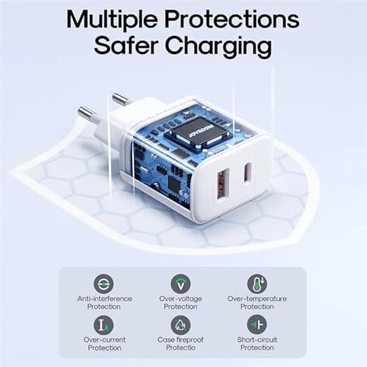 Joyroom JR-TCF05 Flash Series EU 20WA USB C/USB A Dual-Port Charger, Black