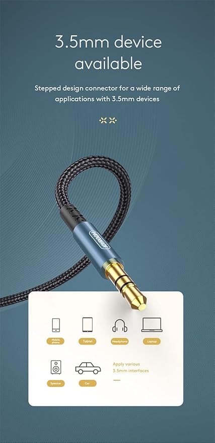 Joyroom SY-15A1 AUX Car Stereo Audio Cable 3.5mm Male to Male Plug Jack 1.5M - Black