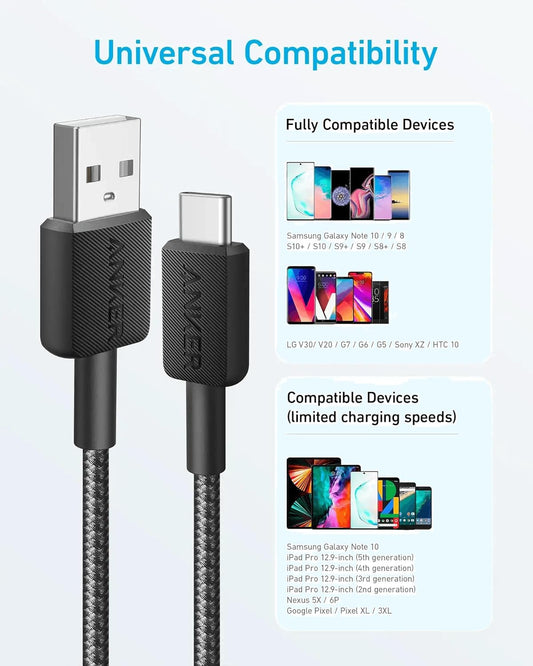 ANKER 322 USB-C to USB-A Cable (3ft/0.9m)