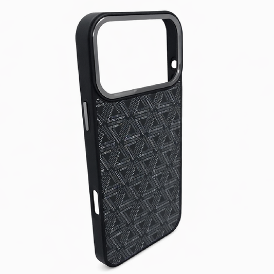 iPhone 17 Pro Max Case, Ultra-Thin, Black/Grey Triangle Design, Premium Woven Protection