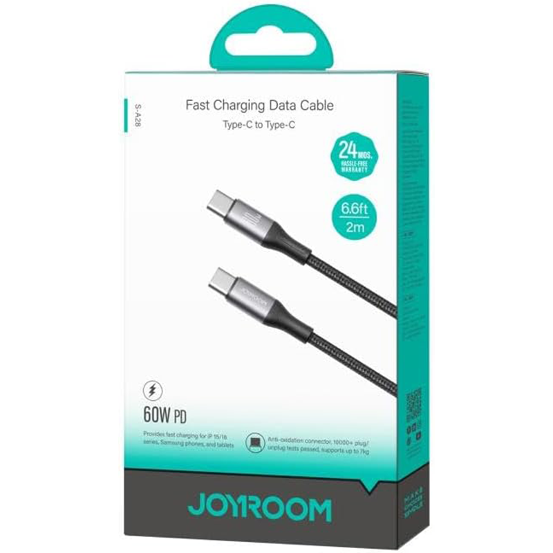 Joyroom S-A28 60W Fast Charging Data Cable, Type-C to Type-C, 1m