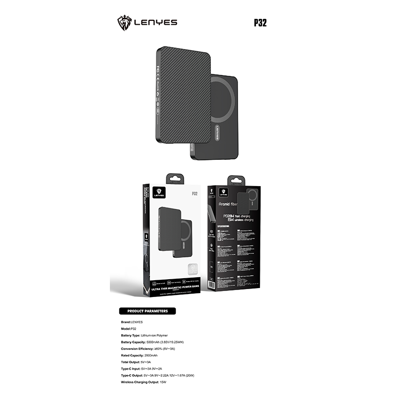 Power Bank Lenyes P32 5000 mAh 20W PD 15W MagSafe