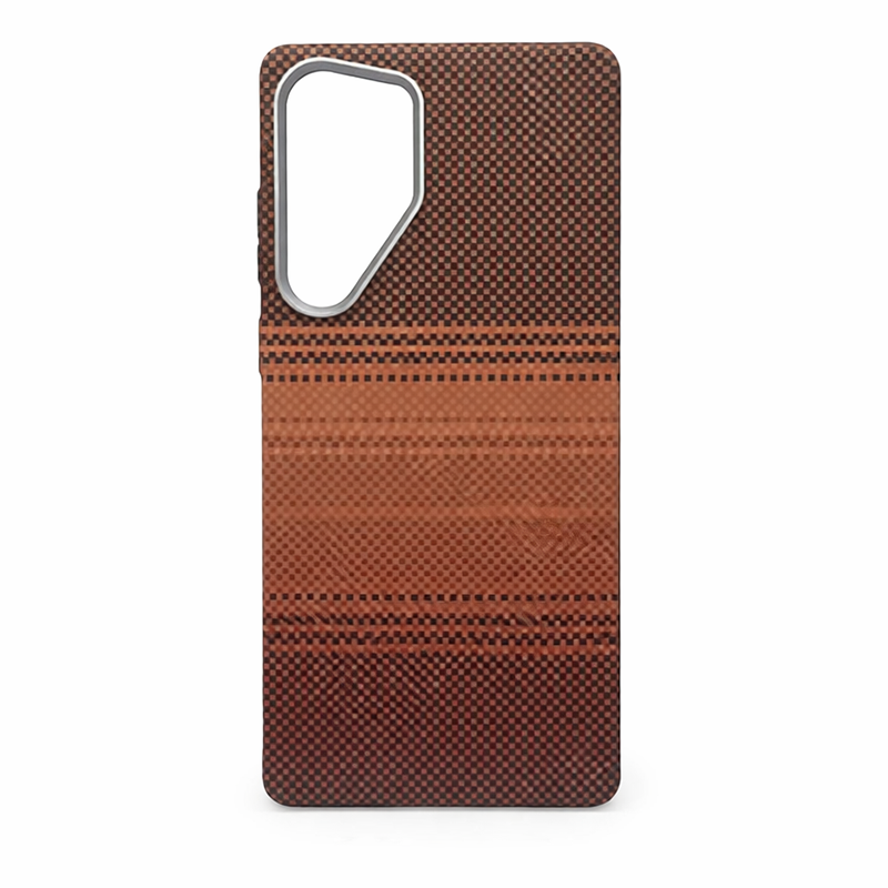Samsung S25 Ultra Case, Ultra-Thin, Brown Sunset Design, Premium Woven Protection