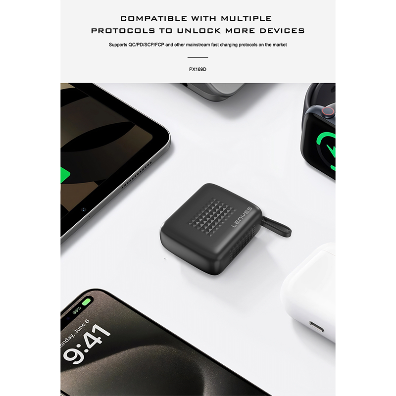 Power Bank Lenyes PX169D 22.5W 10,000 mAh, Built-in Type-C Cable