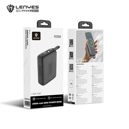 Power Bank Lenyes PX269D 20,000mAh Built-In Type-C Cable