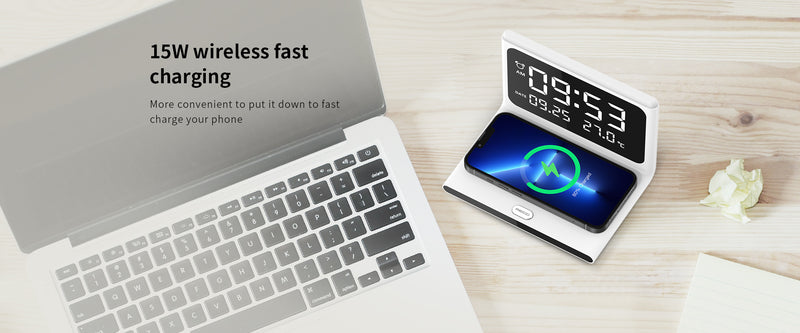 Recci RLS-L12 Wireless Charger with Alarm Clock & Night Light