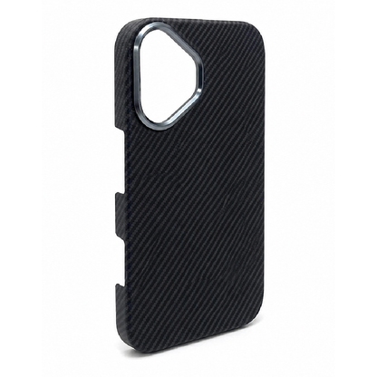 iPhone 16 Case, Ultra-Thin, Black/Grey Will Design, Premium Woven Protection