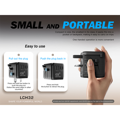 Adapter Lenyes LCH32 45W Universal Travel Adapter