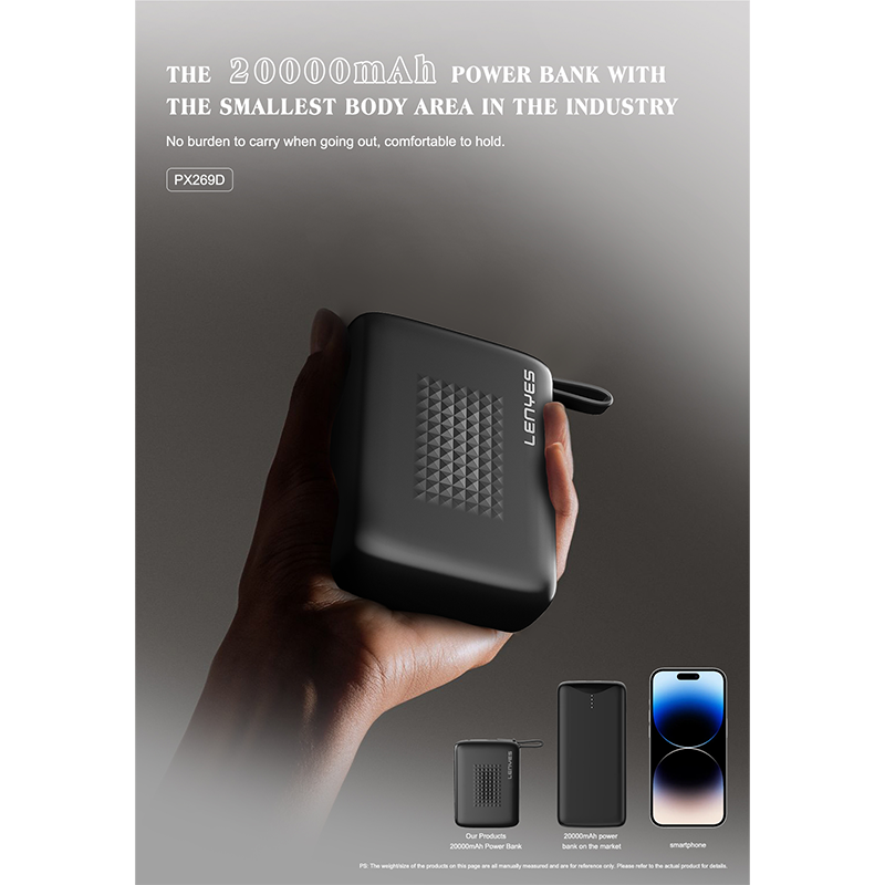 Power Bank Lenyes PX269D 20,000mAh Built-In Type-C Cable