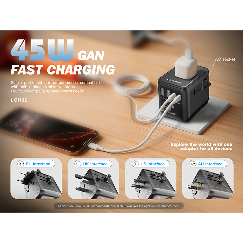 Adapter Lenyes LCH32 45W Universal Travel Adapter