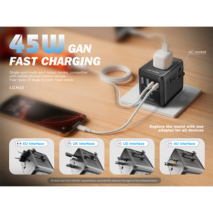 Adapter Lenyes LCH32 45W Universal Travel Adapter