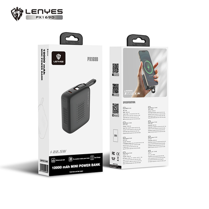 Power Bank Lenyes PX169D 22.5W 10,000 mAh, Built-in Type-C Cable