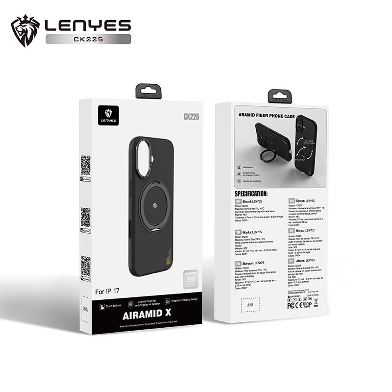 LENYES Aramid Fiber MagSafe Case for iPhone 17 CK225