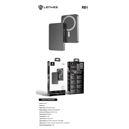 Power Bank Lenyes P32-1 10000 mAh 20W PD 15W MagSafe