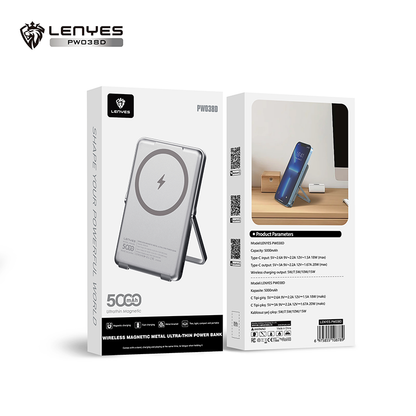 Power Bank Lenyes PW038D 5000mAh 20W PD 15W MagSafe Stand