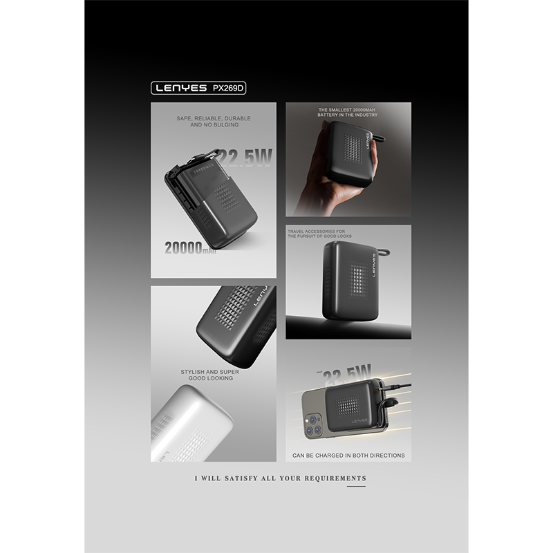 Power Bank Lenyes PX269D 20,000mAh Built-In Type-C Cable