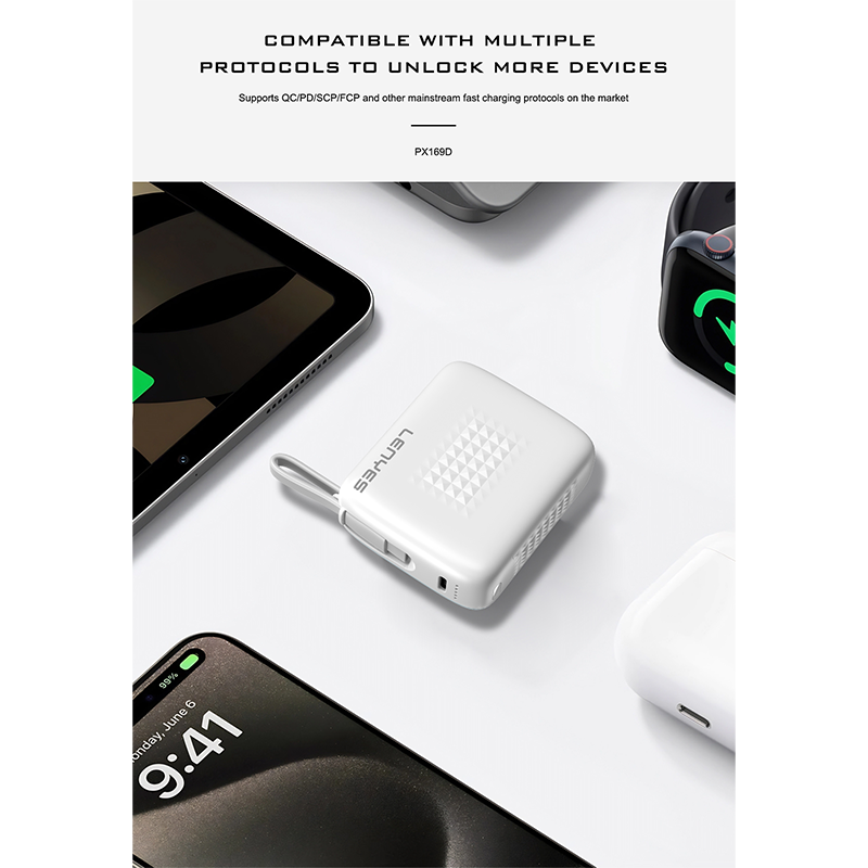 Power Bank Lenyes PX169D 22.5W 10,000 mAh, Built-in Type-C Cable
