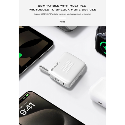 Power Bank Lenyes PX169D 22.5W 10,000 mAh, Built-in Type-C Cable