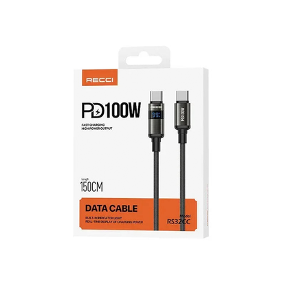 Recci RS32CC PD100W 1.5M C to C Cable for High-Power Charging