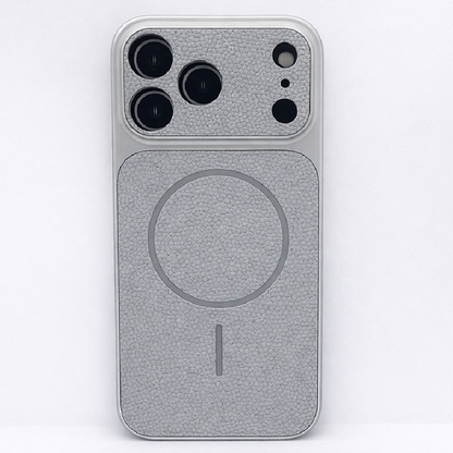 iPhone 17 Pro Max Case, Premium Beige-Gray Leather With MagSafe