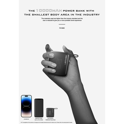 Power Bank Lenyes PX169D 22.5W 10,000 mAh, Built-in Type-C Cable
