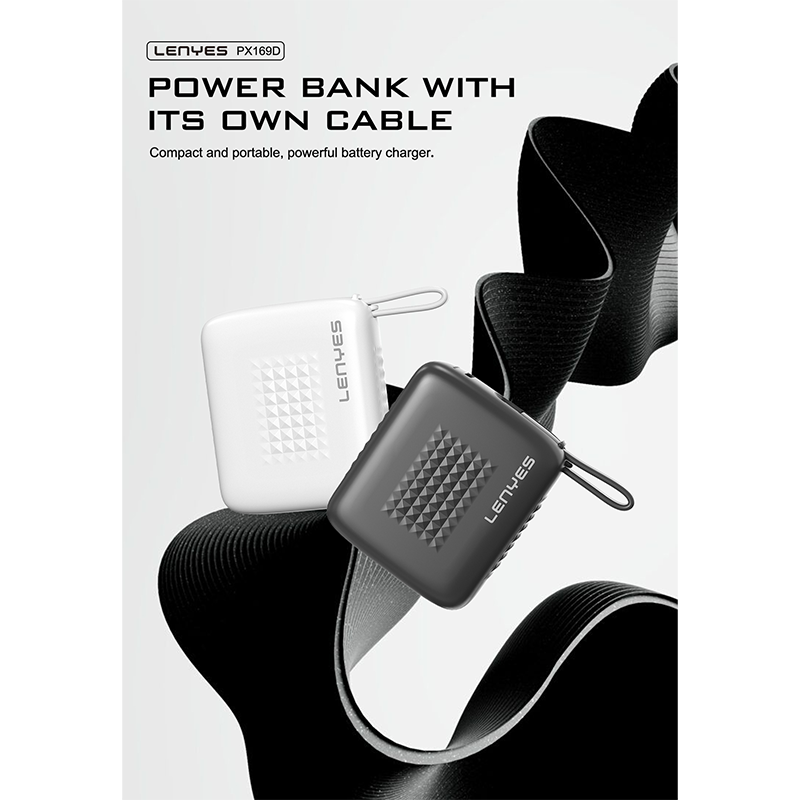 Power Bank Lenyes PX169D 22.5W 10,000 mAh, Built-in Type-C Cable
