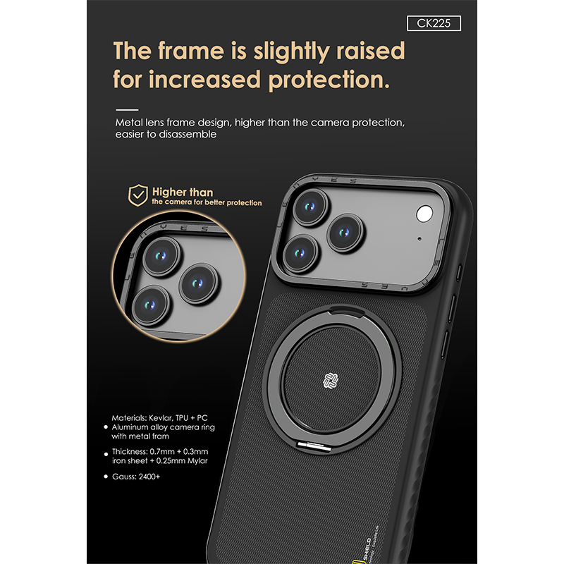 LENYES Aramid Fiber MagSafe Case for iPhone 17 CK225
