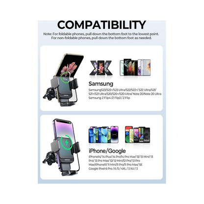 Joyroom Wireless Car Charger Holder with Gradient light (Air Vent)