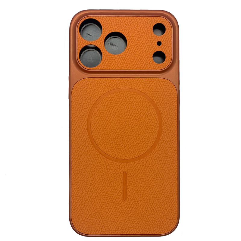 iPhone 17 Pro Max Case, Premium Orange Leather With MagSafe