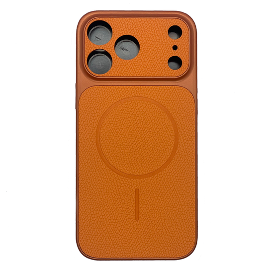 iPhone 17 Pro Max Case, Ultra-Thin, Premium Orange Leather With MagSafe