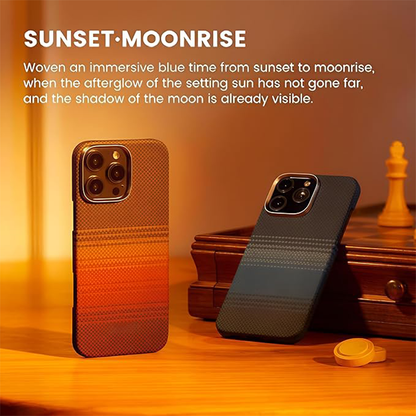 iPhone 16 Case, Ultra-Thin, Sunset Design, Premium Woven Protection