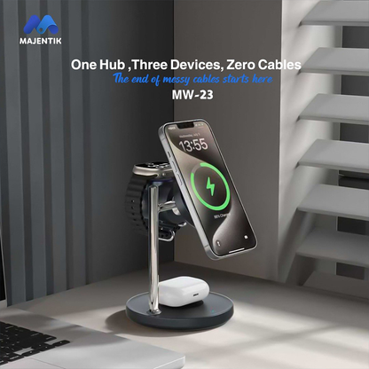 Majentik 3-in-1 Magnetic Wireless Charging Stand 25W with Cooling Fan