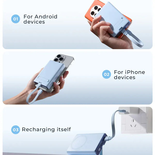 JOYROOM JR-PBM01 20W Power Bank 10000mAh with Built-in Cable&Kickstand
