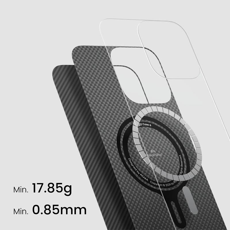 iPhone 15 Pro Max Case, Ultra-Thin, Black/Grey Will Design, Premium Woven Protection