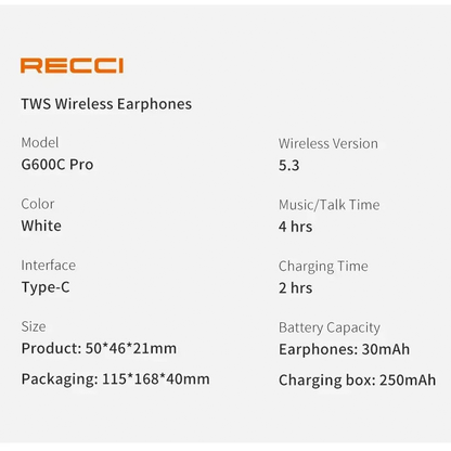 RECCI G600C Pro Earbuds