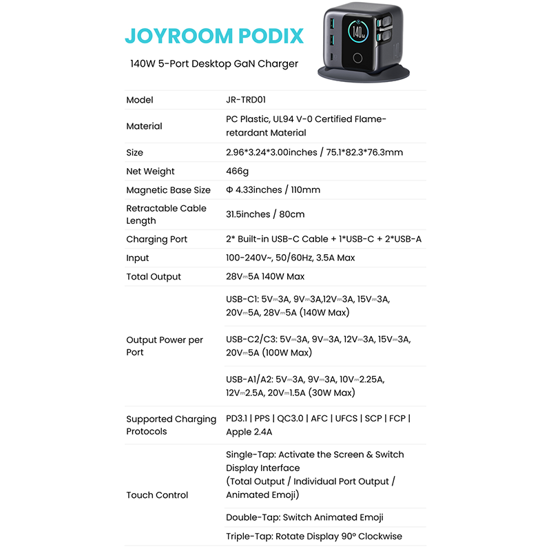 Joyroom PODIX 140W GaN Charging Dock