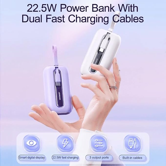 Joyroom JR-L012 22.5W mini Power Bank with Dual Cables 10000mAh