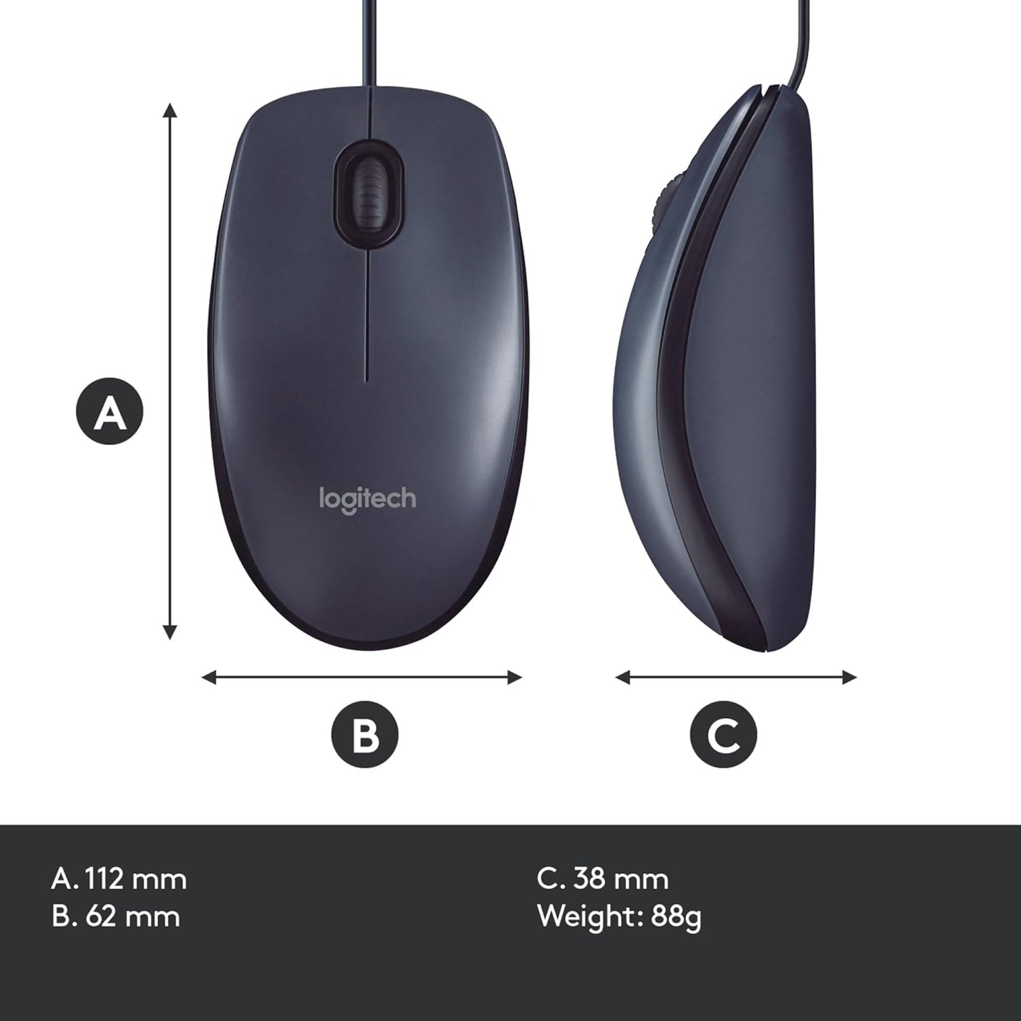 Logitech® Corded Mouse B100 - Business - USB - BLACK" )