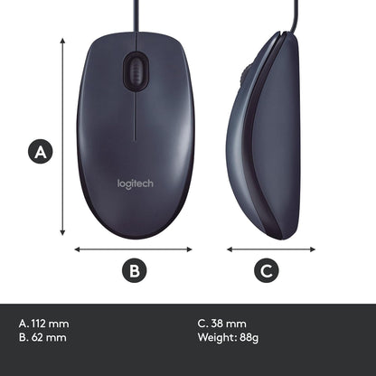 Logitech® Corded Mouse B100 - Business - USB - BLACK" )