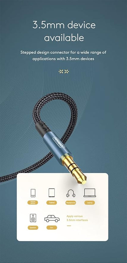 Joyroom SY-15A1 AUX Car Stereo Audio Cable 3.5mm Male to Male Plug Jack 1.5M - Black