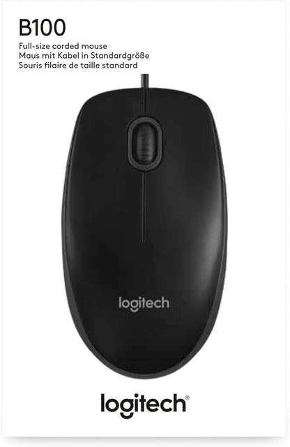 Logitech® Corded Mouse B100 - Business - USB - BLACK" )