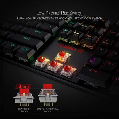 REDRAGON K589 Shrapnel RGB Low Profile  Mechanical Gaming Keyboard RED Switches