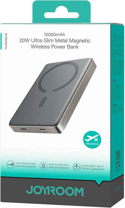 Joyroom JR-PBM08 Pro 20W Ultra-Slim Metal Magnetic Wireless Power Bank 10000Mah-Natural Titanium