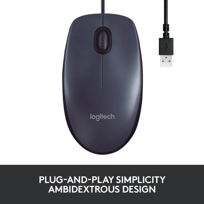 Logitech® Corded Mouse B100 - Business - USB - BLACK" )