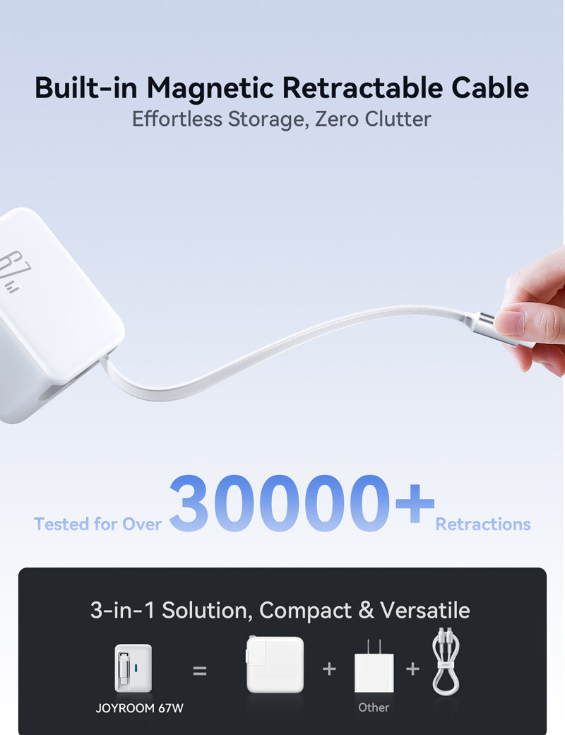 Joyroom JR-TCL06 67W Fast Charger with Built-in Retractable Cable