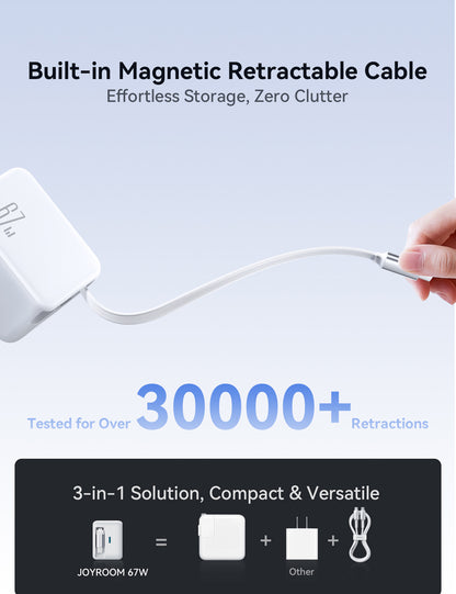 Joyroom JR-TCL06 67W Fast Charger with Built-in Retractable Cable