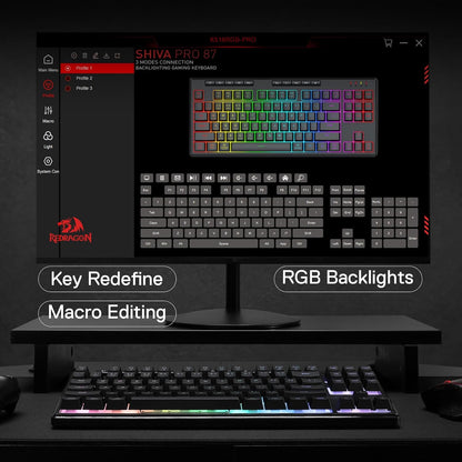 لوحة مفاتيح الألعاب اللاسلكية الغشائية REDRAGON K516 PRO Shiva TKL RGB ريد دراغون 