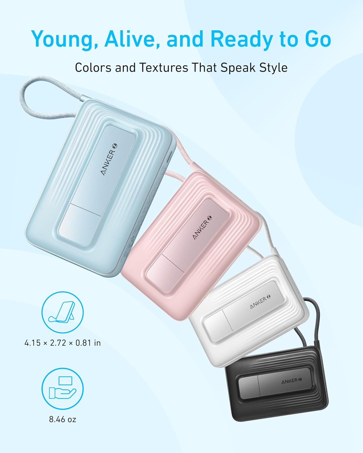 Anker Zolo Magnetic Power Bank, 10,000mAh with Stand