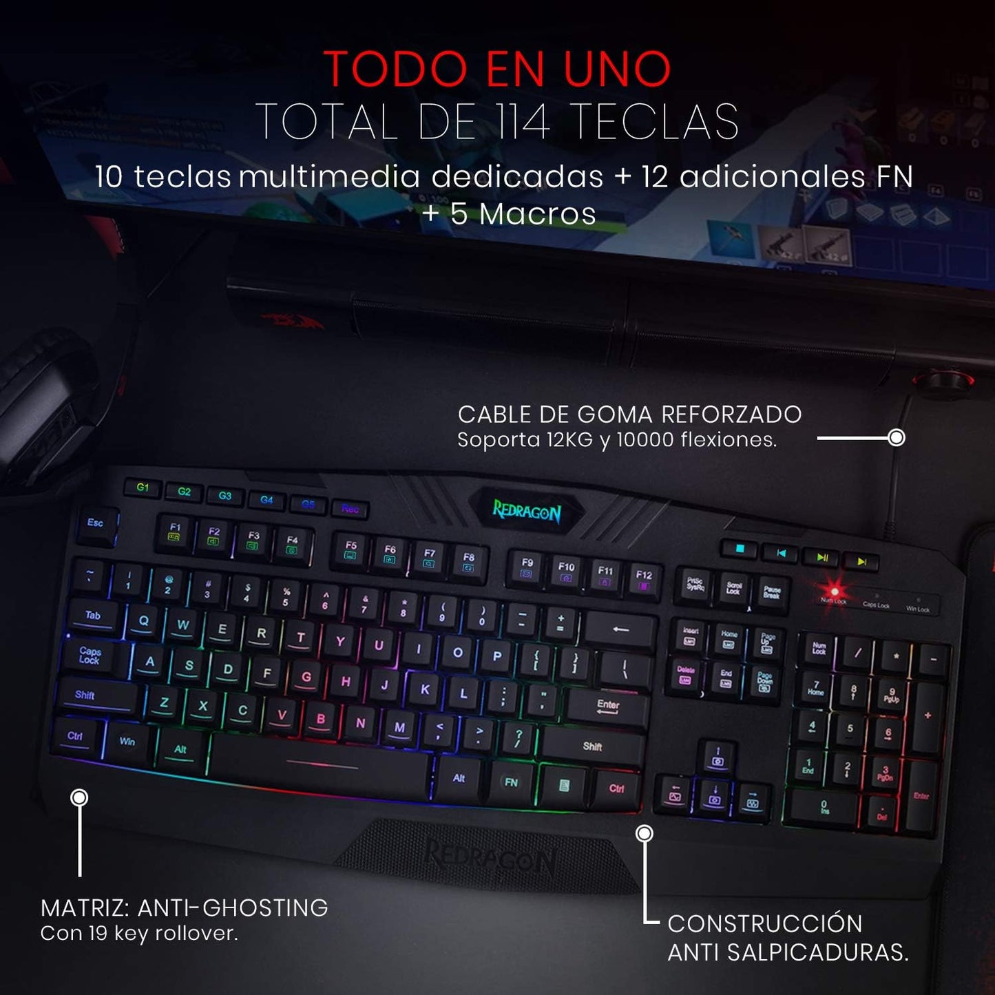REDRAGON K503 Gamer Membrane Keyboard, Harpe Pro